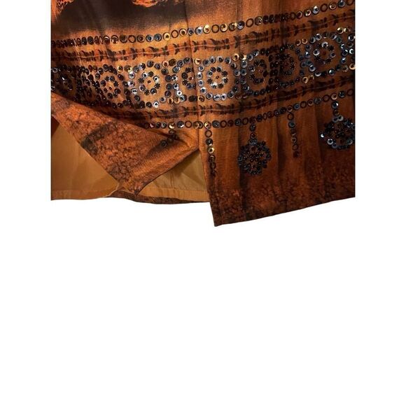 Vintage 100% Silk Cheetah and Jaguar Desert Print Sequin Mini Skirt Size 10 Peti - Picture 6 of 7